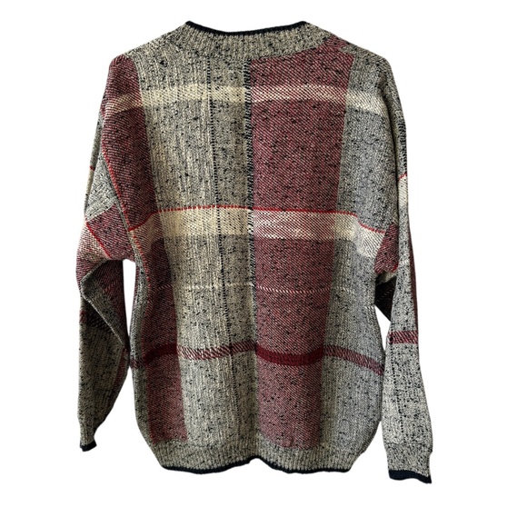 VINTAGE MENS TONY LAMBERT CARDIGAN SWEATER 80- 90’S PLAID CHECKED GRANDPA CORE S - Picture 3 of 9